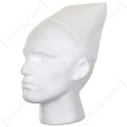 Side profile of a white mesh nurses cap on a mannequin head, showcasing the lightweight vintage uniform design.