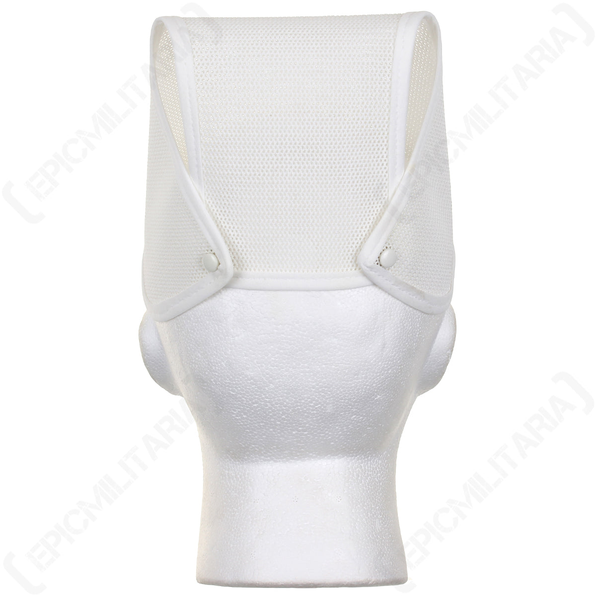 Rear view of the vintage nurses cap featuring adjustable pop stud fastenings for a secure fit.