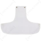 Flat lay of the unfolded white nurses cap, revealing the mesh material and the metal pop stud fasteners.