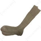 Pair of original Italian Army coyote brown knee-high boot socks with ribbed knit for a secure fit.