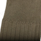 Close-up of the textured, durable cotton knit material on the Italian military surplus coyote socks.