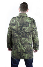 Rear view of the Czech Army M95 camo parka, showing the durable construction and vz. 95 leaf camouflage pattern.