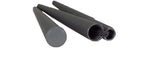 Close-up of the French military tent pole end featuring a rounded plastic protective cap and hollow aluminium sections.
