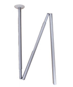 Three-section French Army aluminium tent pole extended in a zig-zag shape showing the connectable design and rounded top cap.
