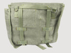 Detailed back view of vintage Polish Army bread bag showing heavy-weight canvas texture and durable webbed mounting loops.