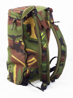 Side profile of a single Dutch army surplus side pocket with shoulder straps and durable heavy-duty zip.