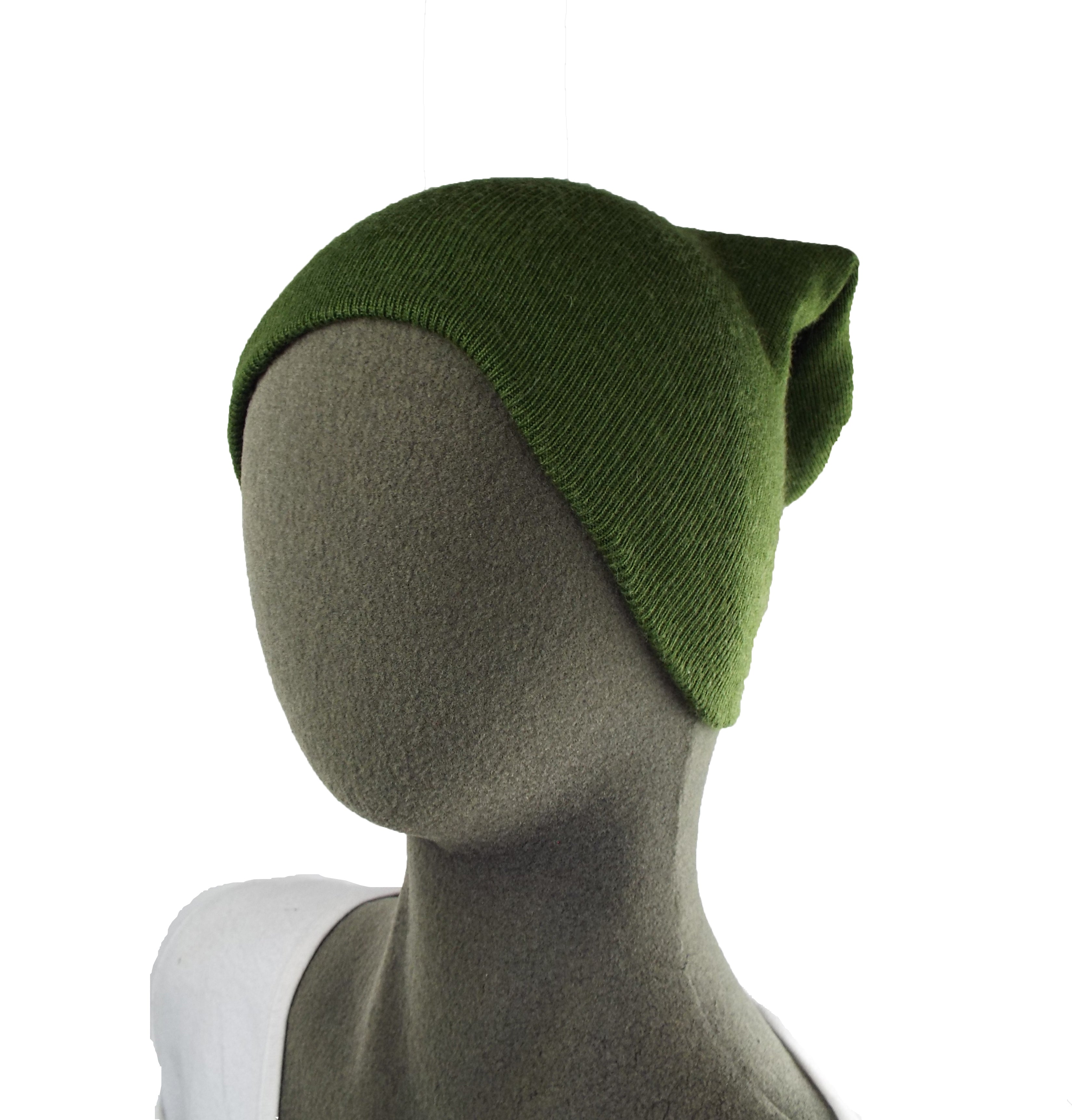 Side profile of a Dutch Army wool-rich beanie hat on a mannequin, showcasing the classic fit and folded edge design.