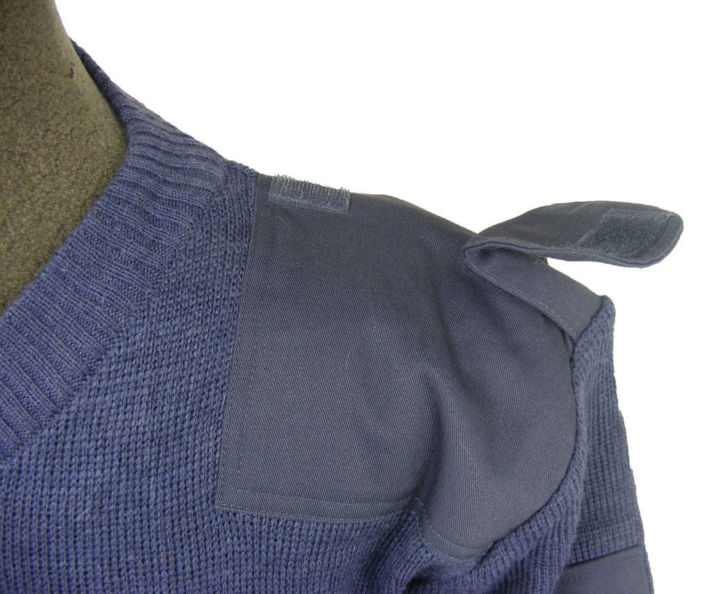 Close-up of the RAF pullover shoulder detailing with hook-and-loop fasteners on the epaulette for gear attachment.